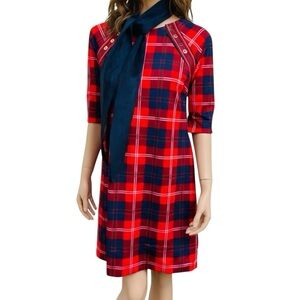 Gretchen Scott Designs Red & Navy Tie-Neck Dress Size S